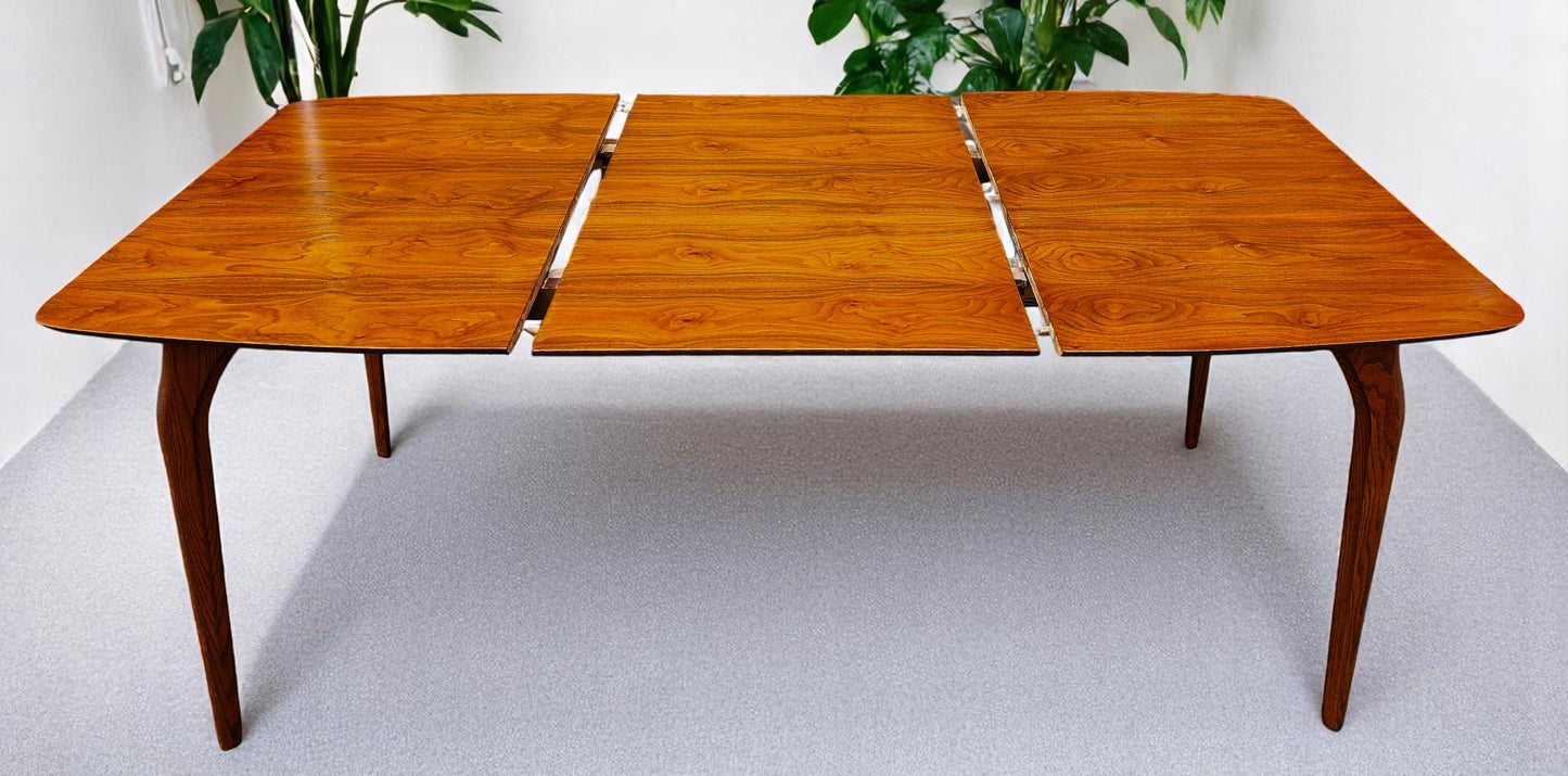 REFINISHED Mid Century Modern Walnut Table w 1 Leaf and 6 Chairs, Børge Mogensen style