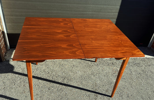 REFINISHED Mid Century Modern Walnut Extendable Dining Table 48"-60"