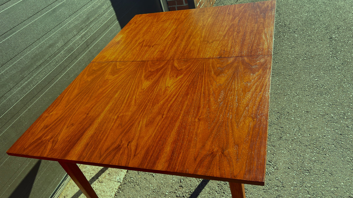 REFINISHED Mid Century Modern Walnut Extendable Dining Table 48