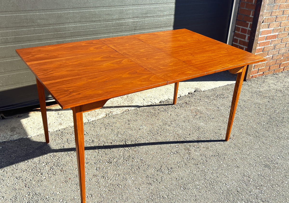 REFINISHED Mid Century Modern Walnut Extendable Dining Table 48