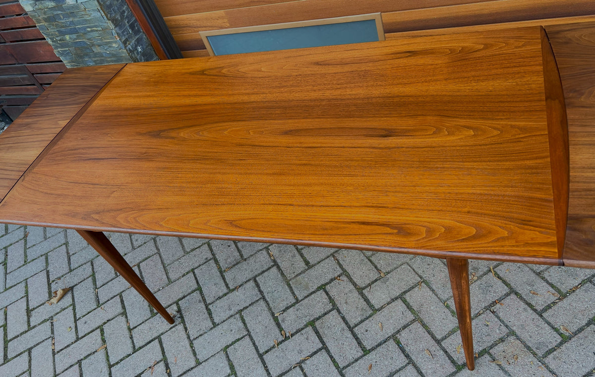 REFINISHED Mid Century Modern Walnut Extendable Dining Table 62.5
