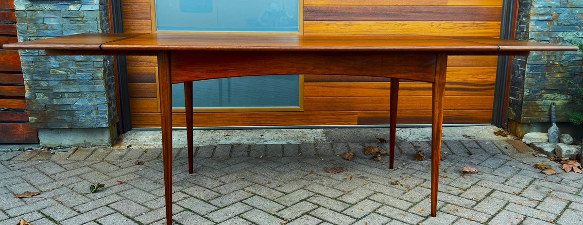 REFINISHED Mid Century Modern Walnut Extendable Dining Table 62.5