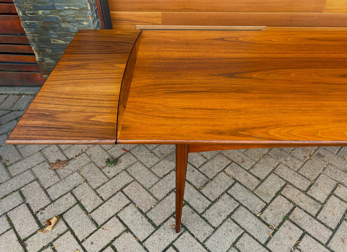 REFINISHED Mid Century Modern Walnut Extendable Dining Table 62.5