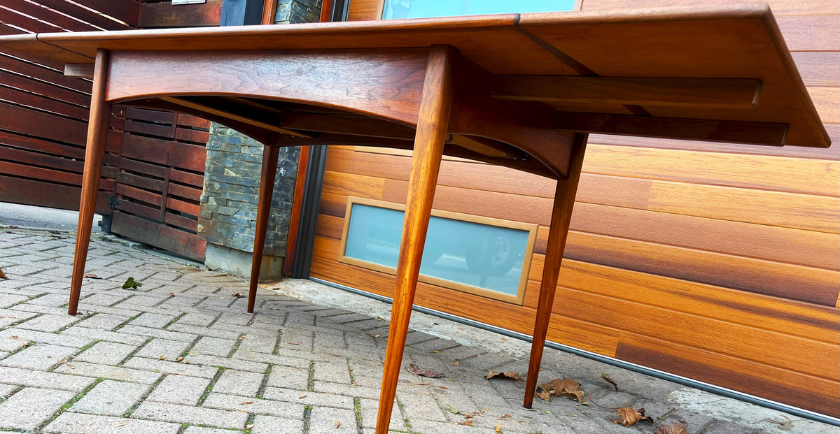 REFINISHED Mid Century Modern Walnut Extendable Dining Table 62.5