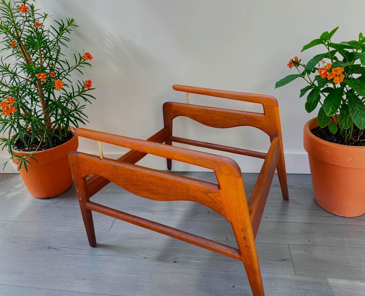 REFINISHED Mid Century Modern Walnut Recliner with Ottoman