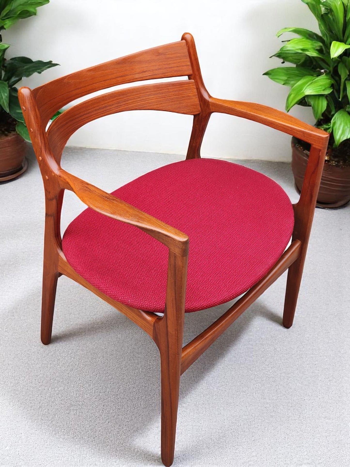REFINISHED Danish MCM teak armchair by Erik Buch, model 312, will be REUPHOLSTERED