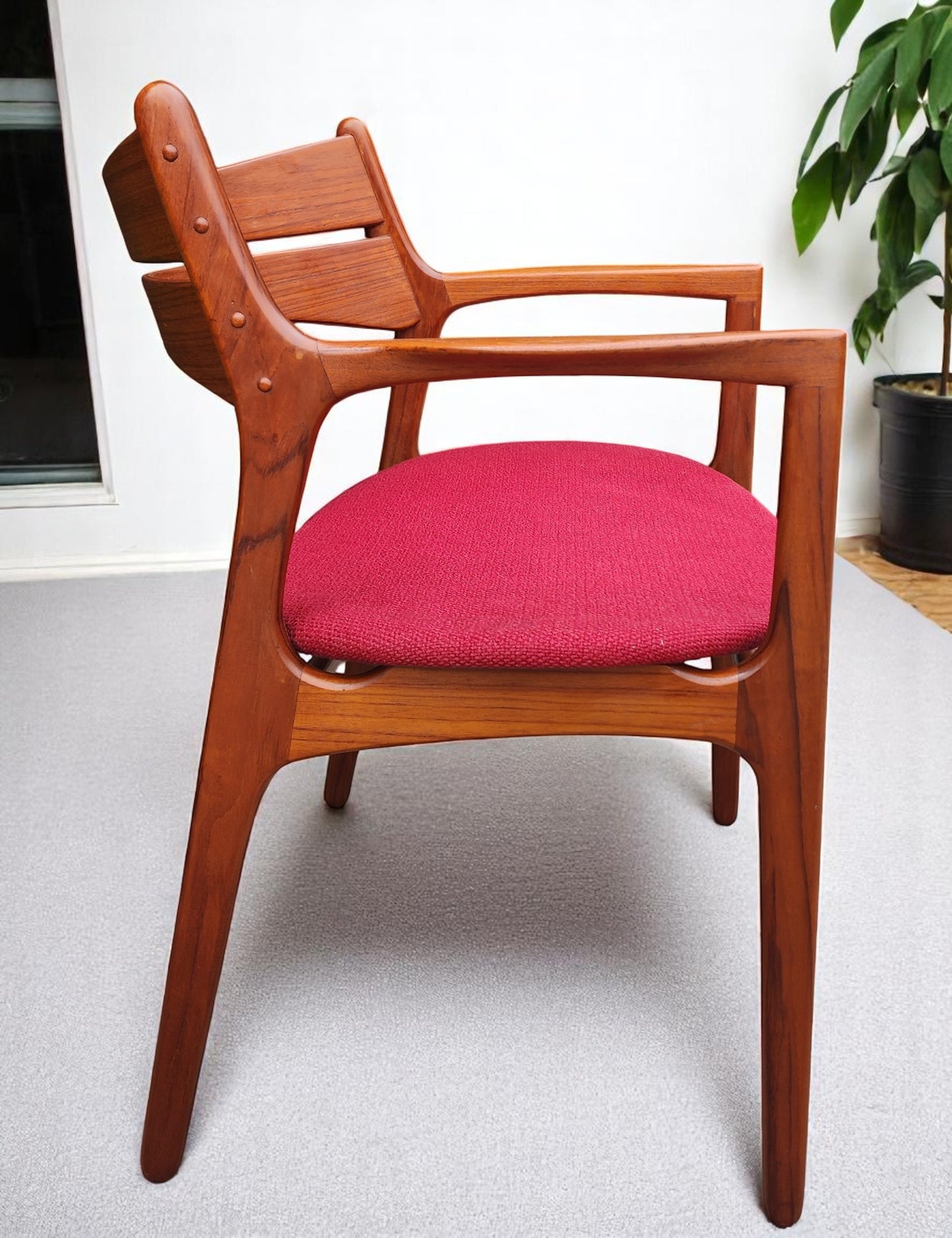 REFINISHED Danish MCM teak armchair by Erik Buch, model 312, will be REUPHOLSTERED