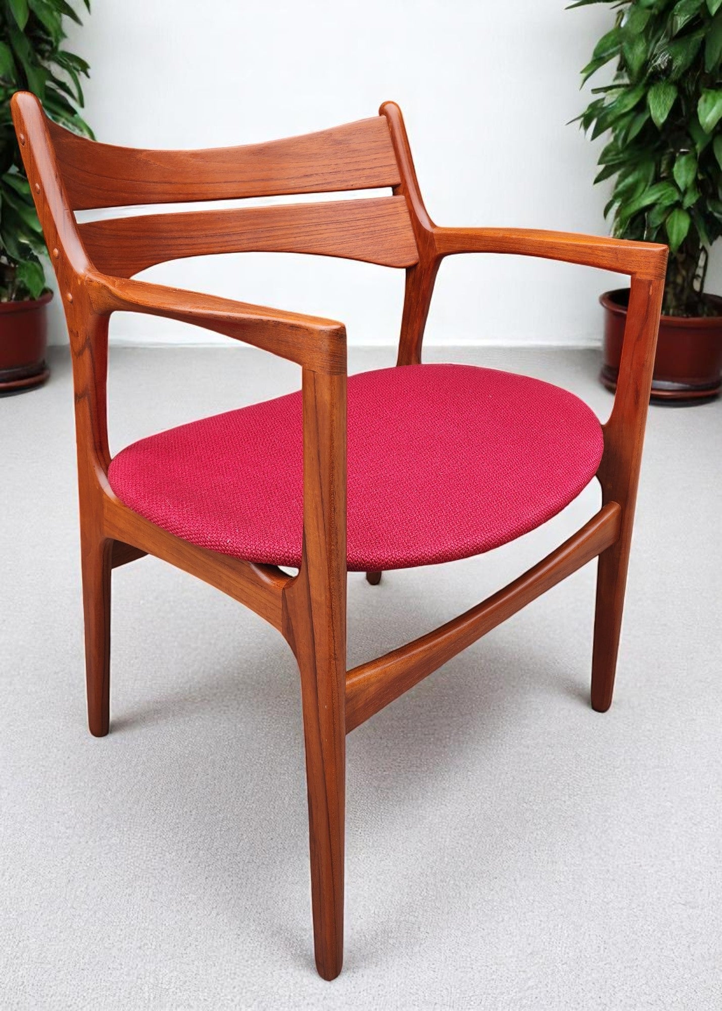 REFINISHED Danish MCM teak armchair by Erik Buch, model 312, will be REUPHOLSTERED