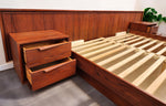 REFINISHED Mid Century Modern Teak King Bed w 2 Night Stands 10