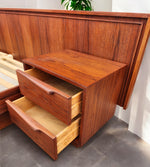 REFINISHED Mid Century Modern Teak King Bed w 2 Night Stands 11