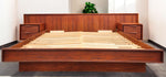 REFINISHED Mid Century Modern Teak King Bed w 2 Night Stands 2
