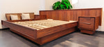 REFINISHED Mid Century Modern Teak King Bed w 2 Night Stands 3