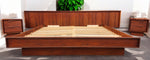 REFINISHED Mid Century Modern Teak King Bed w 2 Night Stands 8