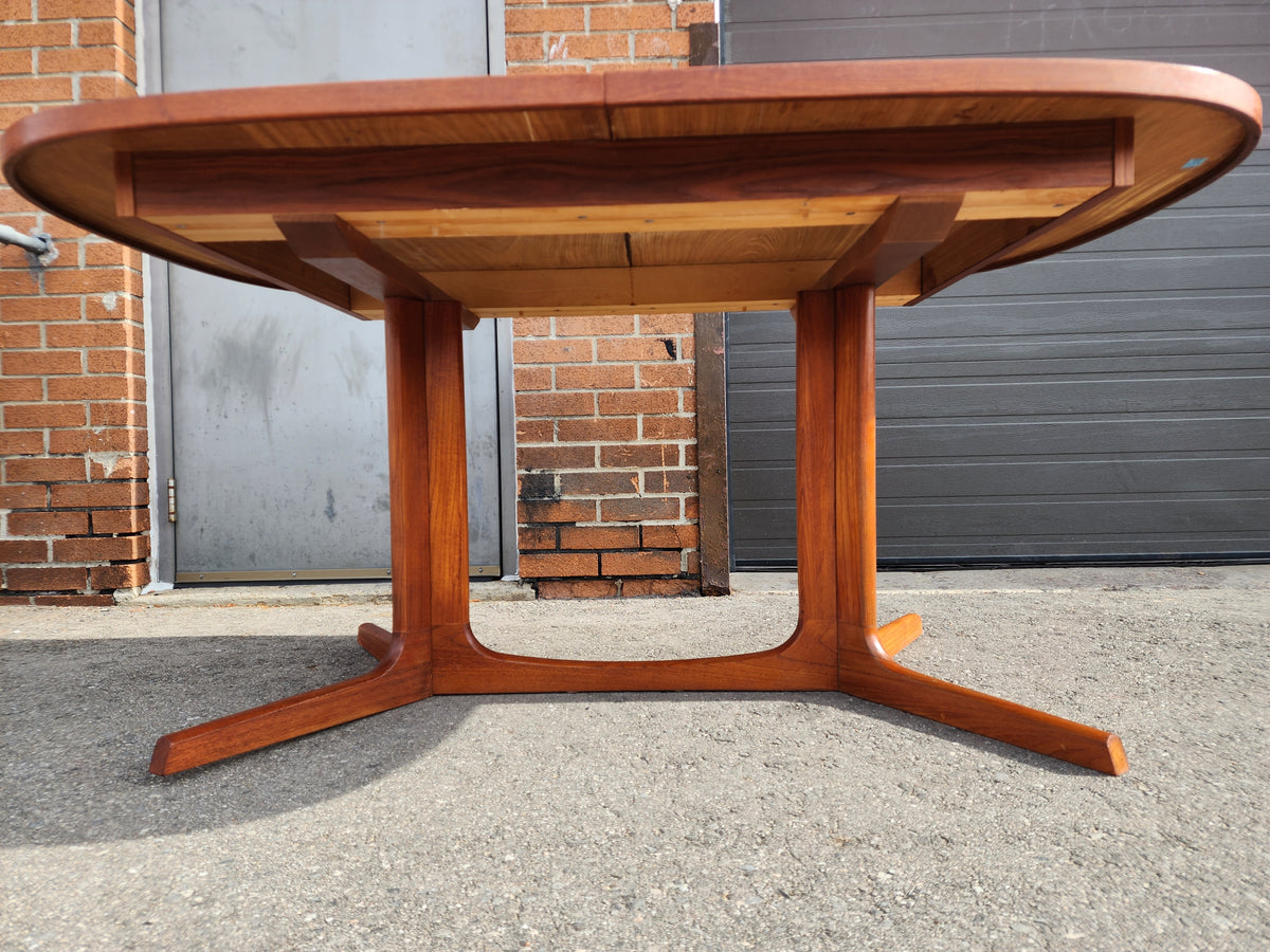 REFINISHED Mid Century Modern Teak Table w 2 Leaves, Norway, 62