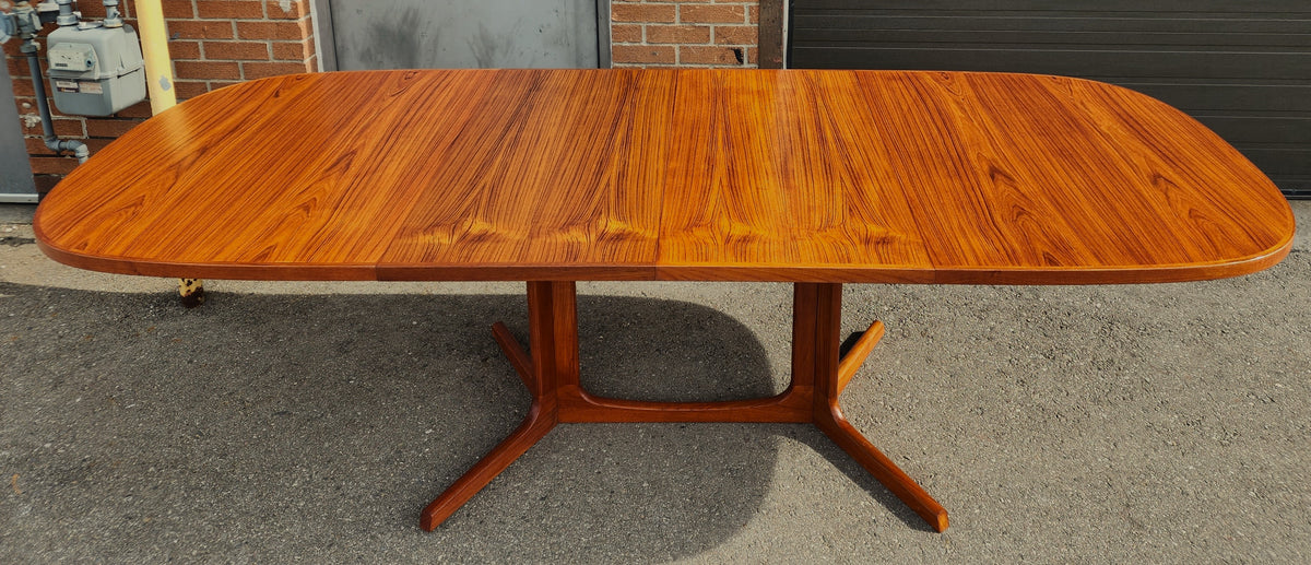 REFINISHED Mid Century Modern Teak Table w 2 Leaves, Norway, 62