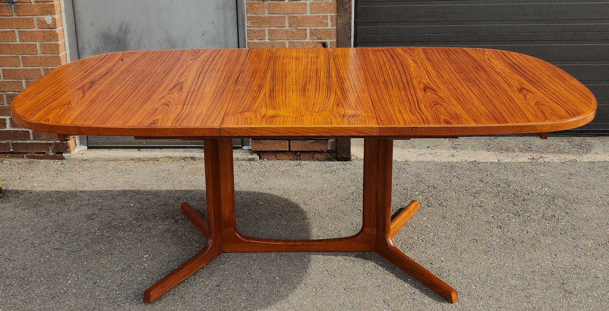 REFINISHED Mid Century Modern Teak Table w 2 Leaves, Norway, 62