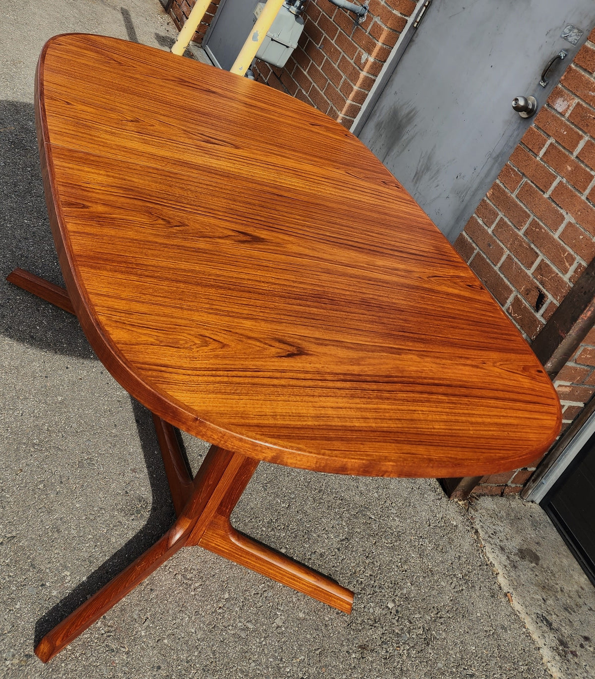 REFINISHED Mid Century Modern Teak Table w 2 Leaves, Norway, 62