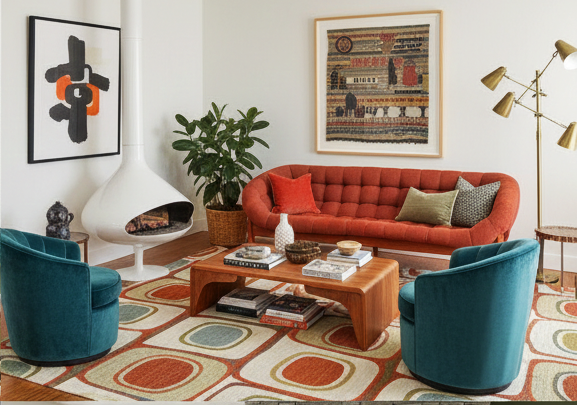 REFINISHED Mid Century Modern R.Huber Teak Scoop Tub Sofa XL
