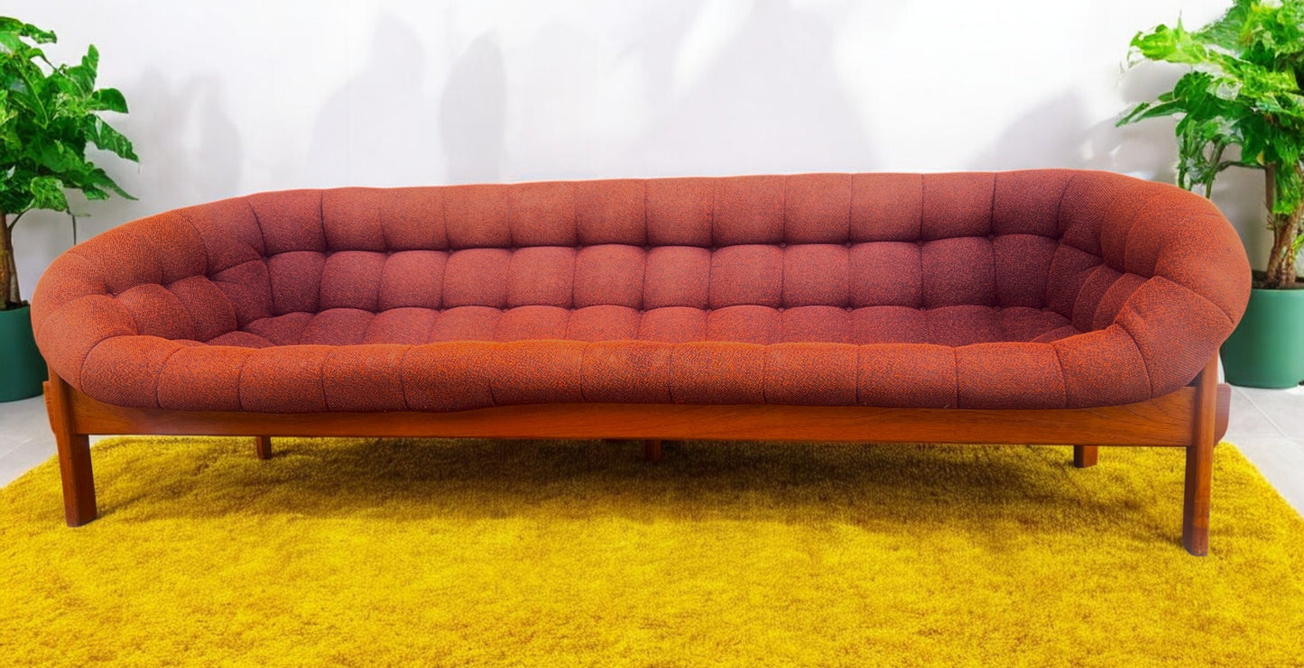REFINISHED Mid Century Modern R.Huber Teak Scoop Tub Sofa XL