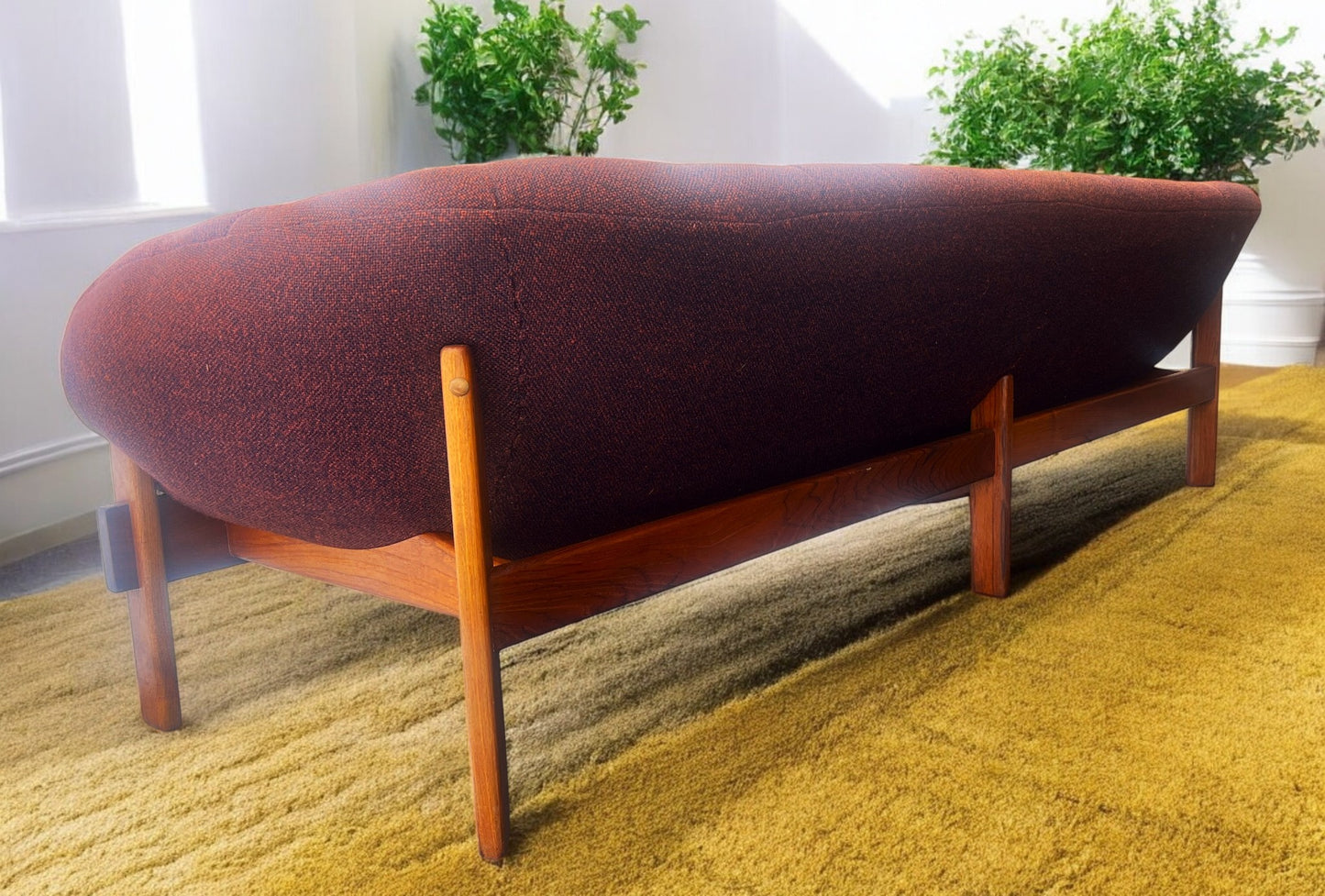 REFINISHED Mid Century Modern R.Huber Teak Scoop Tub Sofa XL