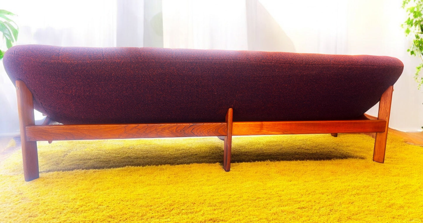 REFINISHED Mid Century Modern R.Huber Teak Scoop Tub Sofa XL