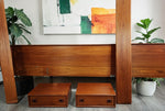 REFINISHED Mid Century Modern Teak Bed King w Floating Nightstands 10