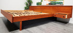 REFINISHED Mid Century Modern Teak Bed King w Floating Nightstands 4