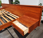 REFINISHED Mid Century Modern Teak Bed King w Floating Nightstands 6