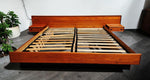REFINISHED Mid Century Modern Teak Bed King w Floating Nightstands 9