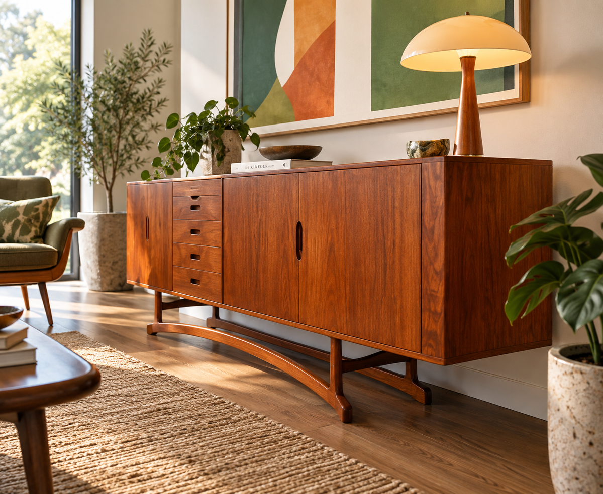 REFINISHED Danish MCM Teak Sideboard HB20 by J. Andersen for Hans Beech  94.5