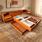RESTORED MCM Teak Bed Queen w Storage & Nightstands & Dresser by Mobican 6