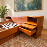 RESTORED MCM Teak Bed Queen w Storage & Nightstands & Dresser by Mobican 4