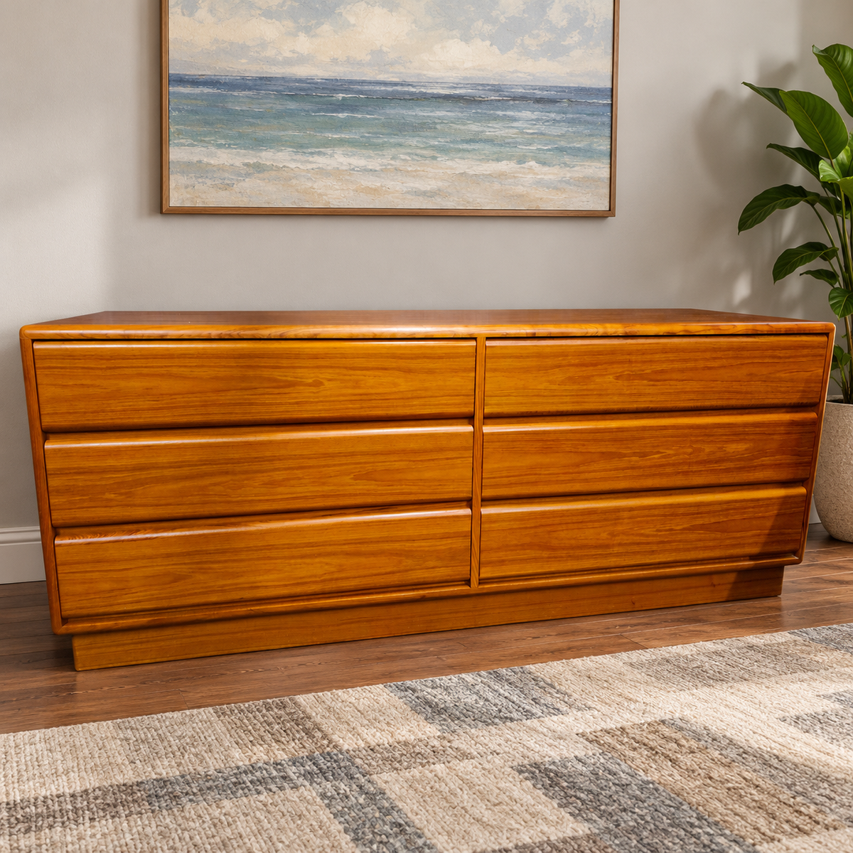 RESTORED MCM Teak Bed Queen w Storage & Nightstands & Dresser by Mobican