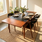 REFINISHED Danish MCM Teak & Black Extendable Games or Dining Table by Poul Hundevad 2