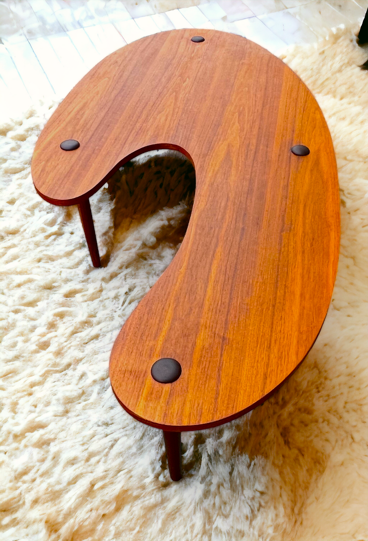 REFINISHED Mid Century Modern Coffee Table Free-Form Shaped
