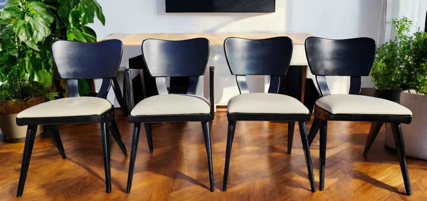 Coming***REFINISHED R. Spanner PASADENA Table, Buffet and Server w Cork Tops & 4 Chairs