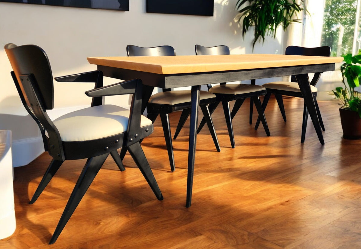 REFINISHED R. Spanner PASADENA Table, Buffet, Server w Cork Tops & 4 Chairs