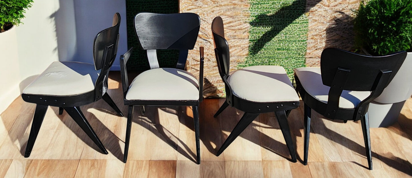 Coming***REFINISHED R. Spanner PASADENA Table, Buffet and Server w Cork Tops & 4 Chairs