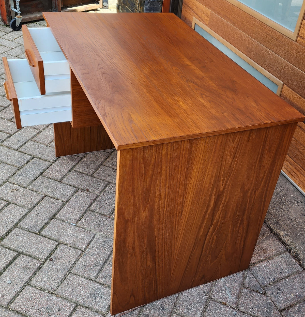 REFINISHED Scandinavian MCM Teak Vanity or Desk Free Standing / Divider