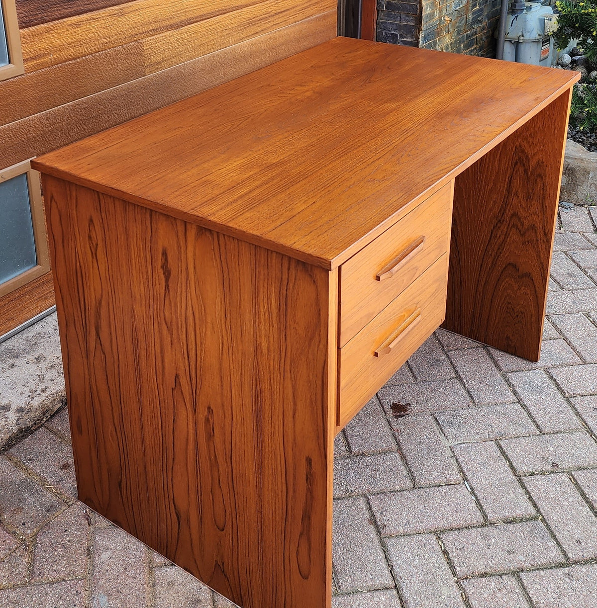 REFINISHED Scandinavian MCM Teak Vanity or Desk Free Standing / Divider