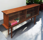REFINISHED Swedish Mid Century Modern Teak Display Bookcase 59