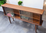 REFINISHED Swedish Mid Century Modern Teak Display Bookcase 59