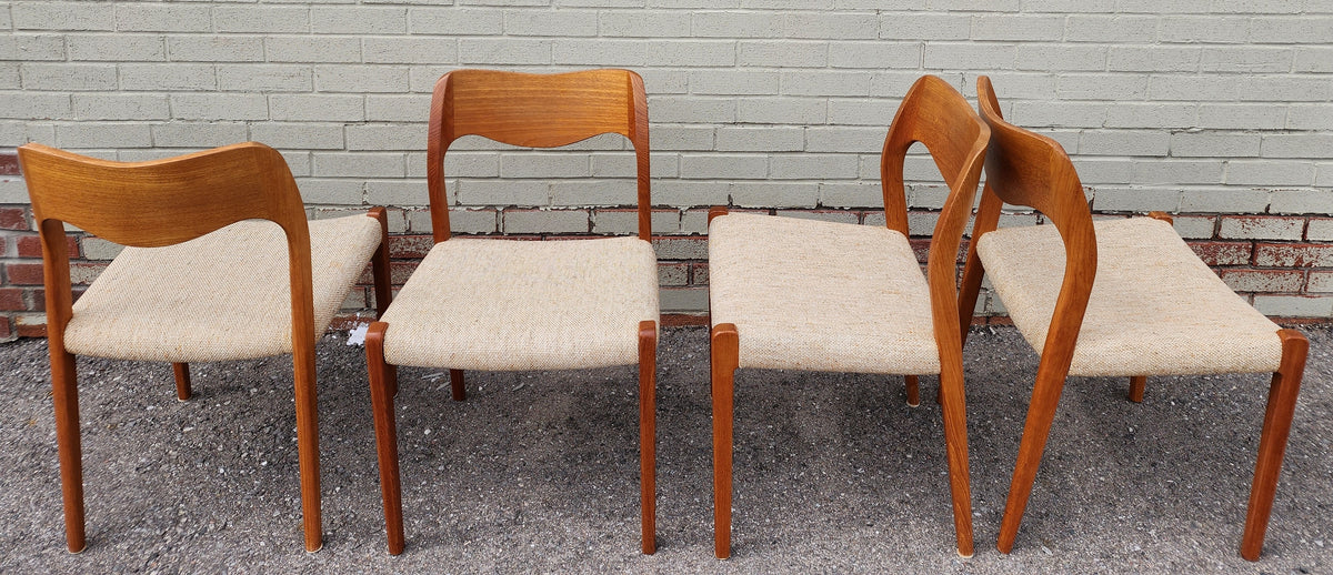 6 RESTORED Danish Mid Century Modern Teak Chairs by Niels O. Møller, Model 71