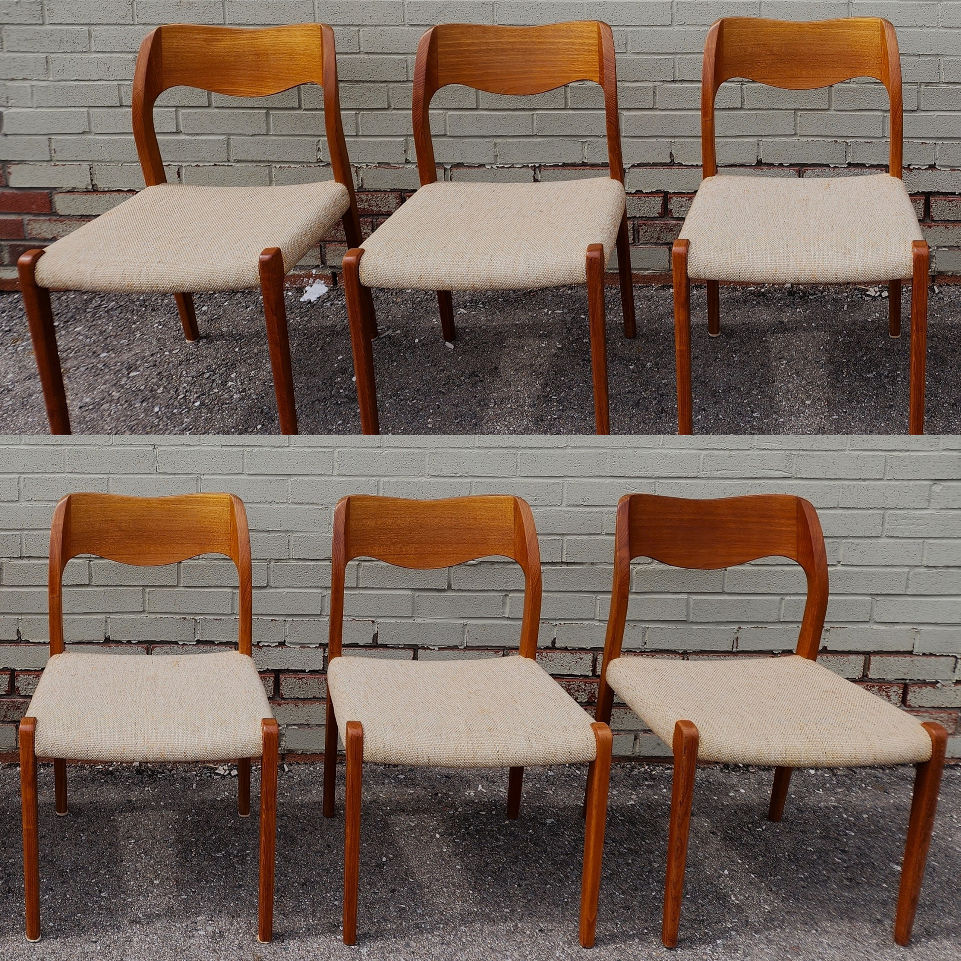 6 RESTORED Danish Mid Century Modern Teak Chairs by Niels O. Møller, M