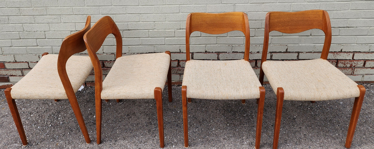 6 RESTORED Danish Mid Century Modern Teak Chairs by Niels O. Møller, Model 71
