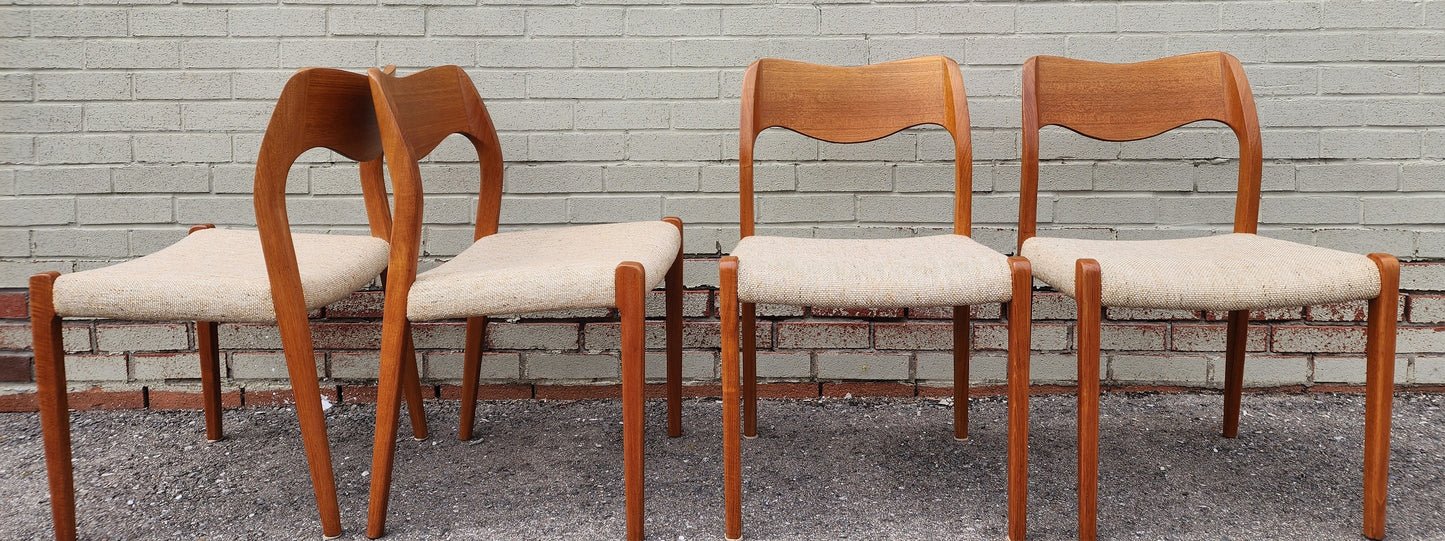 6 RESTORED Danish Mid Century Modern Teak Chairs by Niels O. Møller, Model 71