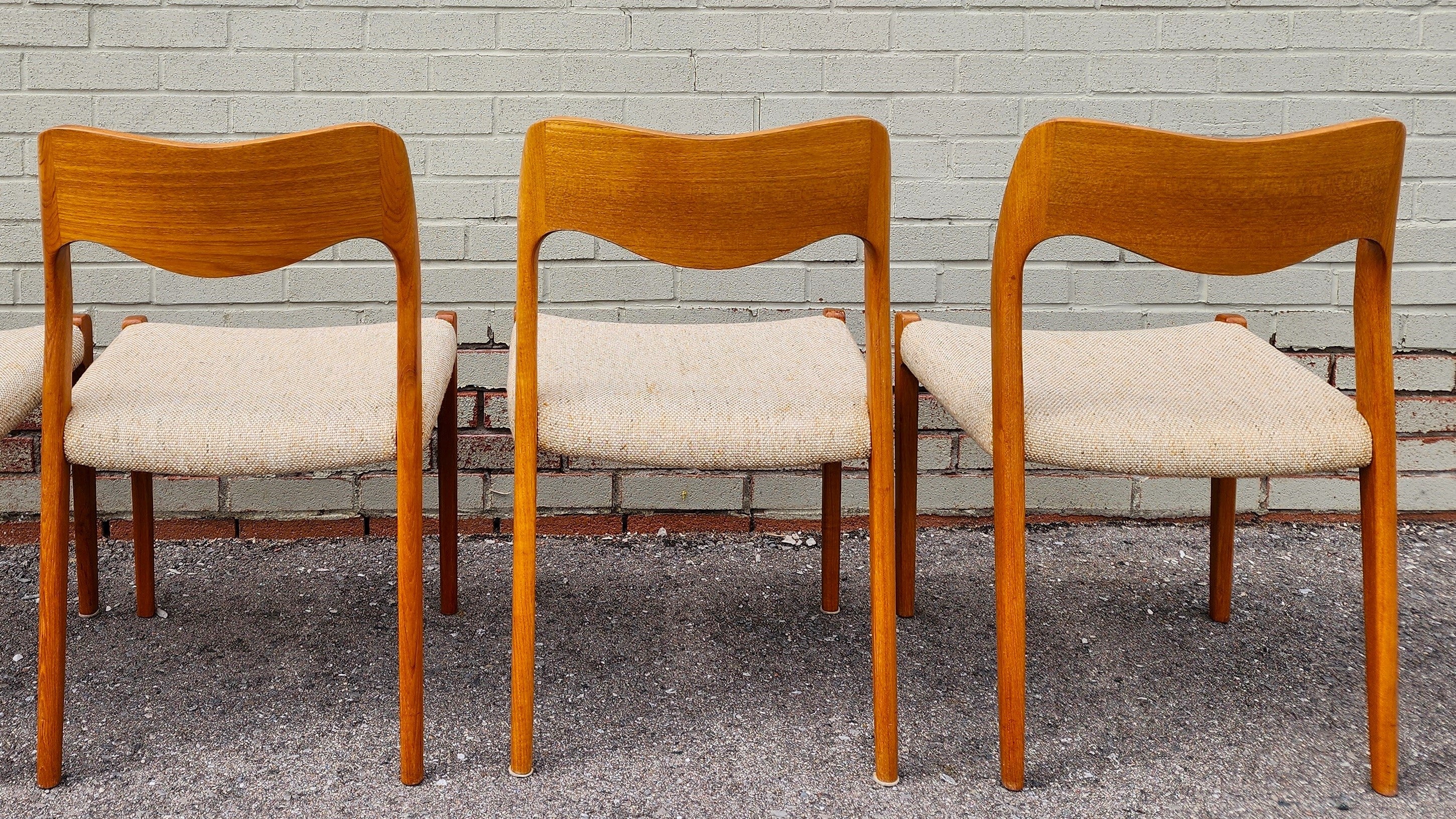 6 RESTORED Danish Mid Century Modern Teak Chairs by Niels O. Møller, M