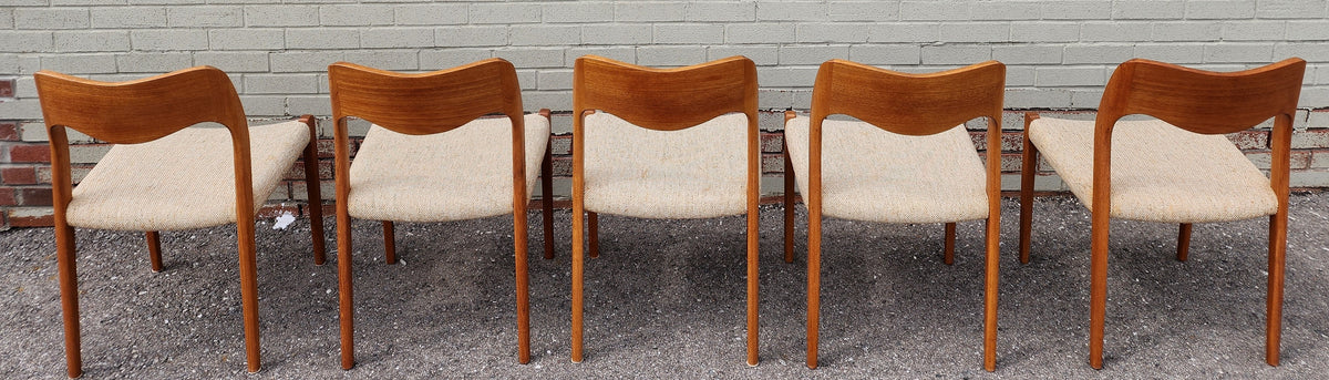 6 RESTORED Danish Mid Century Modern Teak Chairs by Niels O. Møller, Model 71