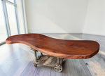 Custom Solid Walnut Freeform / Organic Modern Table Top w Hand-Carved Edge 115