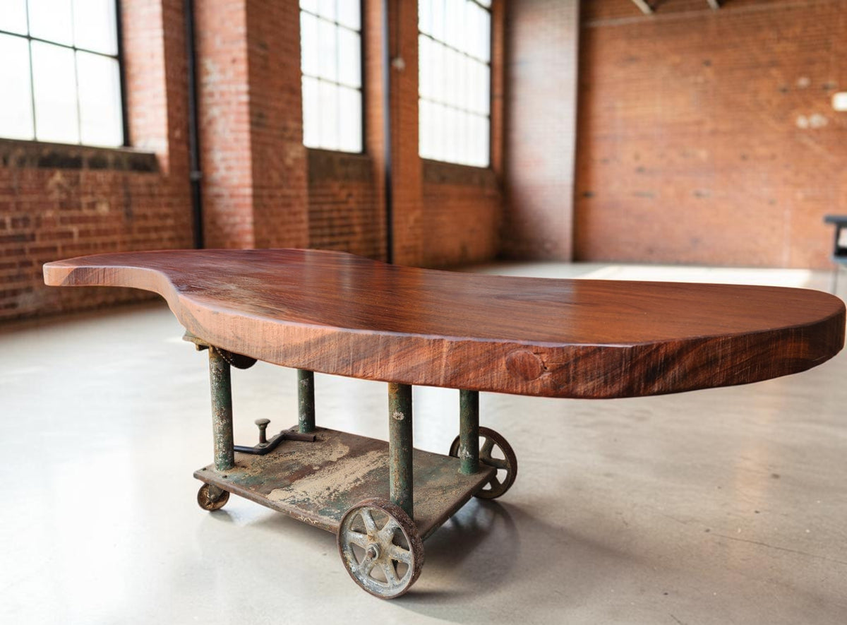 Custom Solid Walnut Freeform / Organic Modern Table Top w Hand-Carved Edge 115